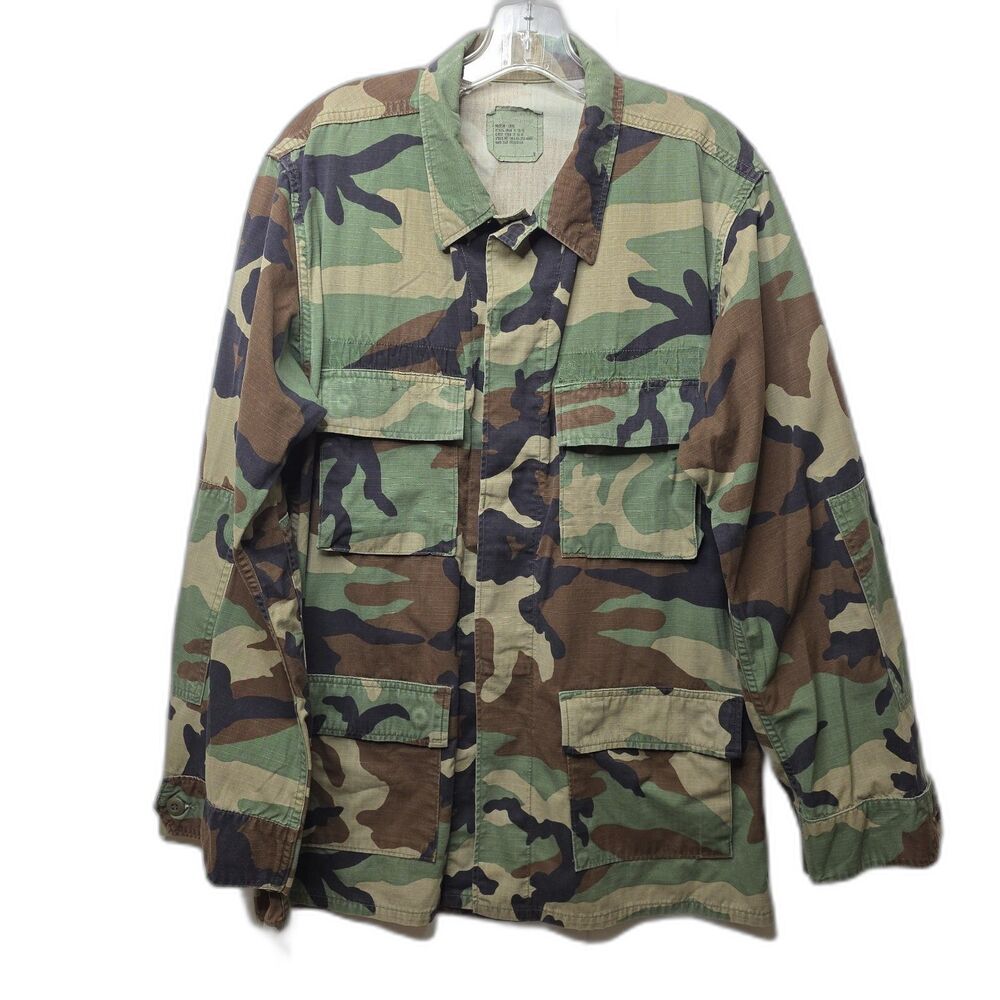 Military Coat M Long Green Camo BDU Combat Woodland Top Shirt Army USMC 80s